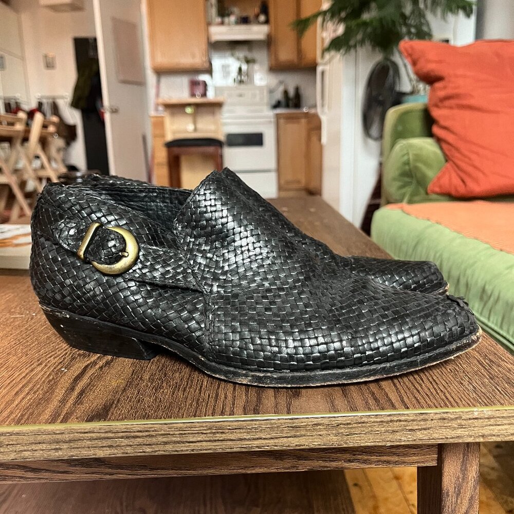 Cole Haan Basket Weave Leather Booties with buckle - Picture 2 of 5